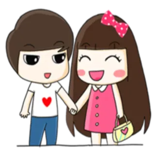 ❤ Dessin animé, Couple, Amour, Relation, Mignon, Se tenant la main telegram sticker