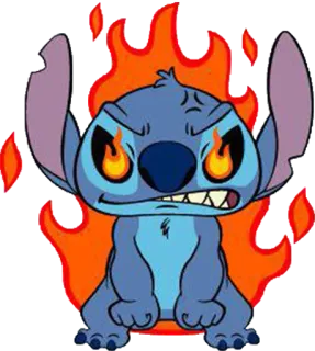 😡 Stitch การ์ตูน, โกรธ, เปลวไฟ, สติทช์, ลีโล่แอนด์สติทช์ telegram sticker