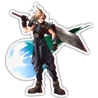 🌟 Cloud Strife Final Fantasy VII 剣, 兵士, キャラクター, ファイナルファンタジー, ビデオゲーム telegram sticker