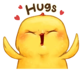 🤗 Hugs Umarmungen, Huhn, Süß, Herzen, Liebe, Tier telegram sticker