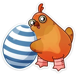 ☺️ kip, ei, dier, vogel, gestreept, schattig, cartoon telegram sticker