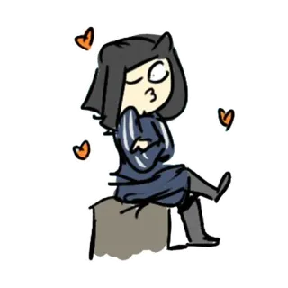🥰 cartoon, character, woman, hearts, sitting, cute telegram sticker