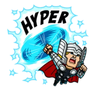 😮 Thor HYPER Thor, Marvel, super-héros, hyper, dessin animé, autocollant whatsapp sticker