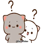 🥺 @fanysticker cat, cute, love, couple, sticker, peach telegram sticker