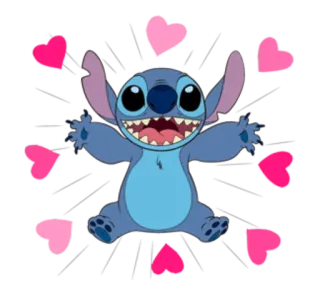 💕 Stitch Lilo & Stitch Cartone animato, Disney, Alieno, Carino, Cuori telegram sticker
