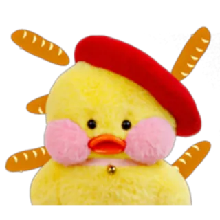🐣 duck, beret, baguette, yellow, cute, french, food telegram sticker