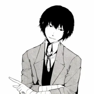 🌟 Osamu Dazai Bungou Stray Dogs Anime, Manga, Postać, Uśmiech, Pewny siebie telegram sticker