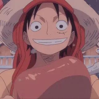 😁 Monkey D. Luffy One Piece animé, one piece, monkey d. luffy, personnage, dessin animé, manga, sourire telegram sticker