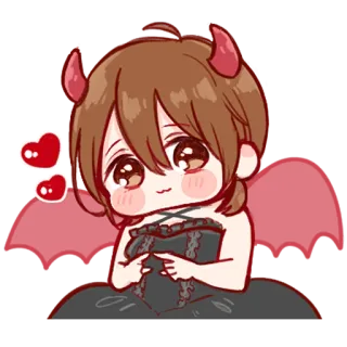 💞 悪魔, アニメ, ハート, 翼, 可愛い whatsapp sticker