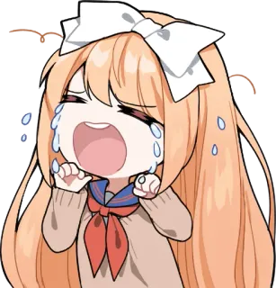 😭 Anime, Desenho animado, Garota, Chorando, Lágrimas, Triste, Uniforme escolar, Kawaii telegram sticker