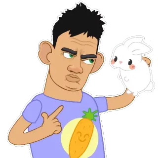 🐰 Mann, Hase, Karotte, Cartoon, Sticker, Süß, Tier whatsapp sticker