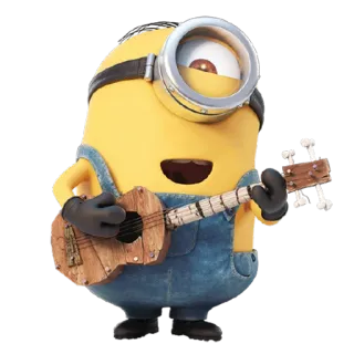🎸 Minion Despicable Me cartoon, yellow, guitar, music, funny telegram sticker