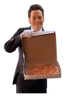 🍕 homem, mordomo, pizza, comida, serviço, uniforme whatsapp sticker