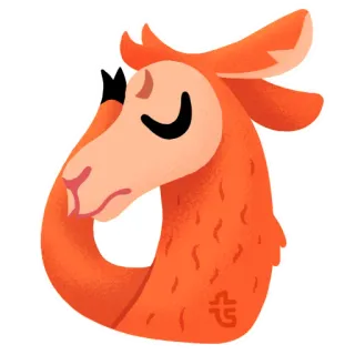 😑 llama, hewan, imut, kartun, oranye telegram sticker