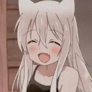 😁 anime, kocica, słodkie, uśmiechnięty, kawaii telegram sticker