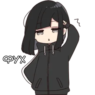 😤 фух chica anime, chibi, ruso, expresión, dibujos animados telegram sticker