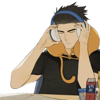 🎧 hombre, auriculares, escuchando, estudiando telegram sticker