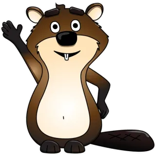 👋 castor, dessin animé, animal, mammifère, vague, amical whatsapp sticker