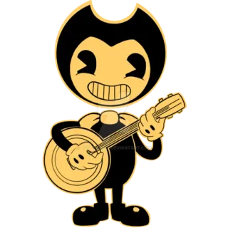 🎼 Bendy Bendy and the Ink Machine desenho animado, personagem, banjo, instrumento musical, animação telegram sticker