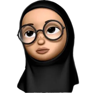 😐 мультфильм, аватар, хиджаб, очки, женщина telegram sticker