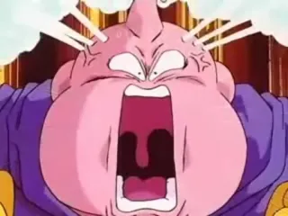 😤 Majin Buu Dragon Ball Z anime, cartoon, angry, shouting, Majin Buu, Dragon Ball Z telegram sticker