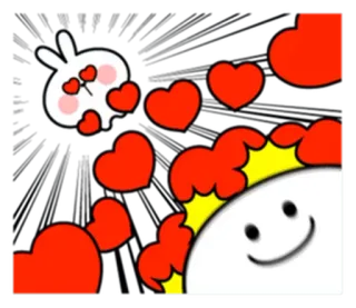 ❤ amor, corazones, lindo, conejo, dibujos animados, pegatina whatsapp sticker