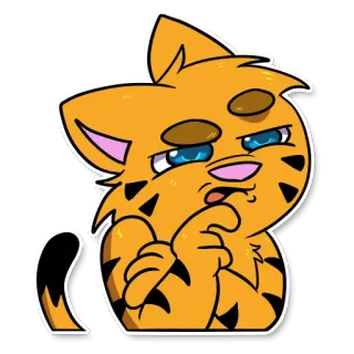 😑 gato, desenho animado, laranja, engraçado, animal, fofo, tigre, expressão telegram sticker