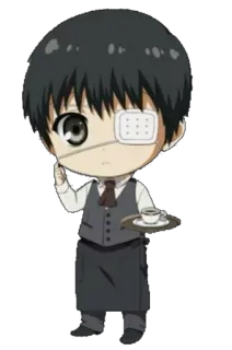 😶 Ken Kaneki Tokyo Ghoul Аниме, Манга, Чиби, Токийский гуль, Кен Канеки, Гуль, Персонаж telegram sticker