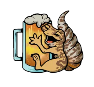 🍺 Eidechse, Bier, Tier, Cartoon, Trinken telegram sticker