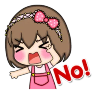 😫 No! no, refusal, disagreement, negative, cartoon, girl, cute telegram sticker