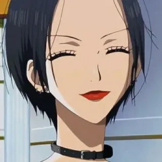 ☺ Nana Osaki Nana Anime, Phụ nữ, Nhân vật, Nụ cười, Son đỏ, Cổ áo telegram sticker