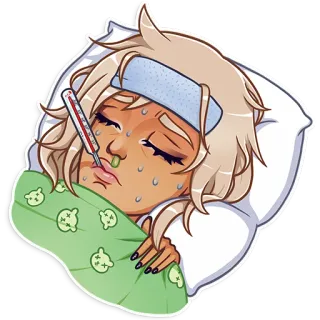 🤒 sakit, sakit, termometer, demam, pilek, flu telegram sticker