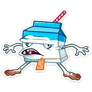 🤬 Milch, Cartoon, Kreatur, Monster, wütend, Milchpackung, Getränk whatsapp sticker