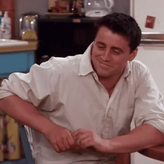 😳 Joey Tribbiani Friends joey tribbiani, przyjaciele, serial tv, sitcom, uśmiech, postać telegram sticker