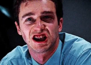 👊 fight club, edward norton, gewalt, bluterguss, film, tyler durden telegram sticker