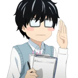 🙋‍♂️ @SwallowzZireael Anime, Con trai, Kính, Sổ tay, Bút telegram sticker