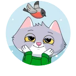 ☺️ kat, vogel, cartoon, dier, winter, schattig whatsapp sticker