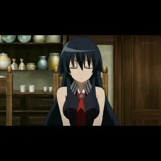 😑 Akame Akame ga Kill! Аниме, Акаме, Akame ga Kill, Женщина, Персонаж, Чёрные волосы telegram sticker