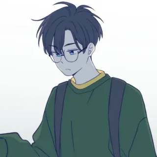 ⚓️ Anime, Cartoon, Figur, Junge, Brille, Illustration whatsapp sticker