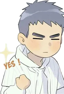👍 YES! мультфильм, мальчик, да, позитивный telegram sticker