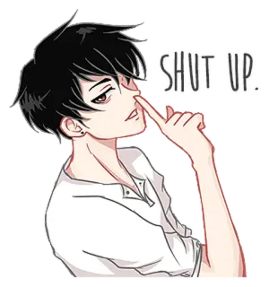 🤫 SHUT UP. Anime, Zamknij się, Cisza, Palec, Postać whatsapp sticker
