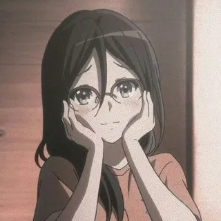 🙂 Anime, Ragazza, Cartone animato, Personaggio, Occhiali, Sorriso telegram sticker