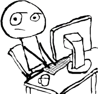 😕 meme, computer, typing, internet telegram sticker