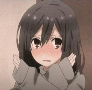 🍑 Anime, Ragazza, Carina, Arrossendo, Triste telegram sticker