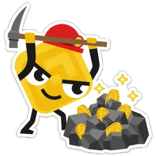 💪 mining, gold, cartoon, character, pickaxe, miner telegram sticker