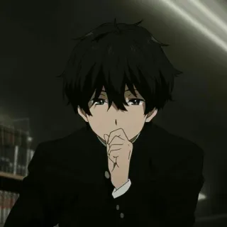 🧐 Anime, Masculino, Personagem, Cabelo Preto, Estudante, Uniforme telegram sticker