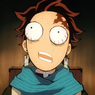 🧧 Tanjiro Kamado Demon Slayer Аниме, Клинок, рассекающий демонов, Тандзиро, Смешной, Испуганный telegram sticker