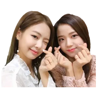 ❤️ vrouwen, Koreaans, vingerhart, K-pop, glimlachend, selfie telegram sticker