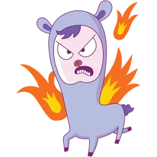 😡 enojado, dibujos animados, personaje, llama telegram sticker