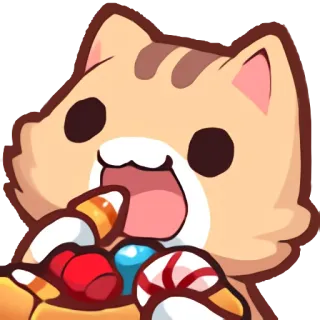 🎄 แมว, ลูกอม, ขนม, น่ารัก, การ์ตูน telegram sticker
